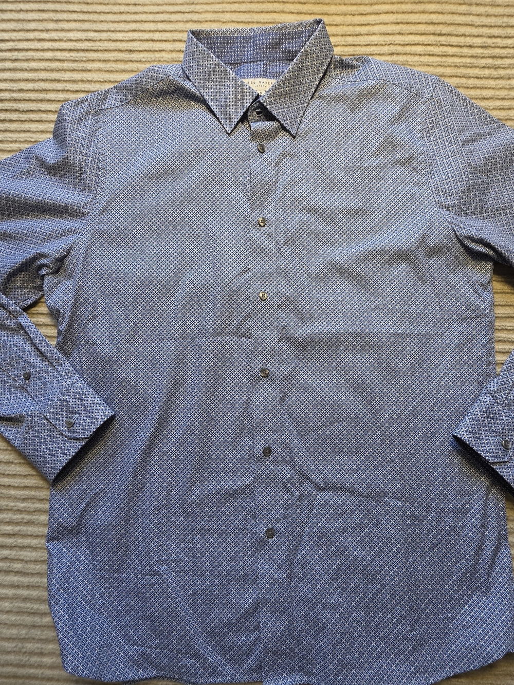 Ted Baker London Men's 5 Blue Button Up Shirt Long Sleeve Fitted Slim Fit